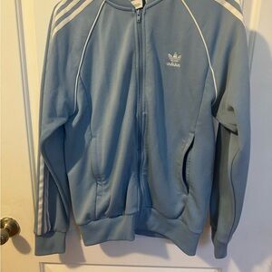 Adidas Sky Blue Track Jacket with White Stripes unisex